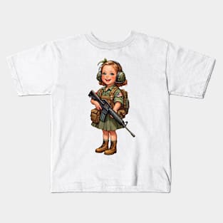 The Little Girl and a Toy Gun Kids T-Shirt